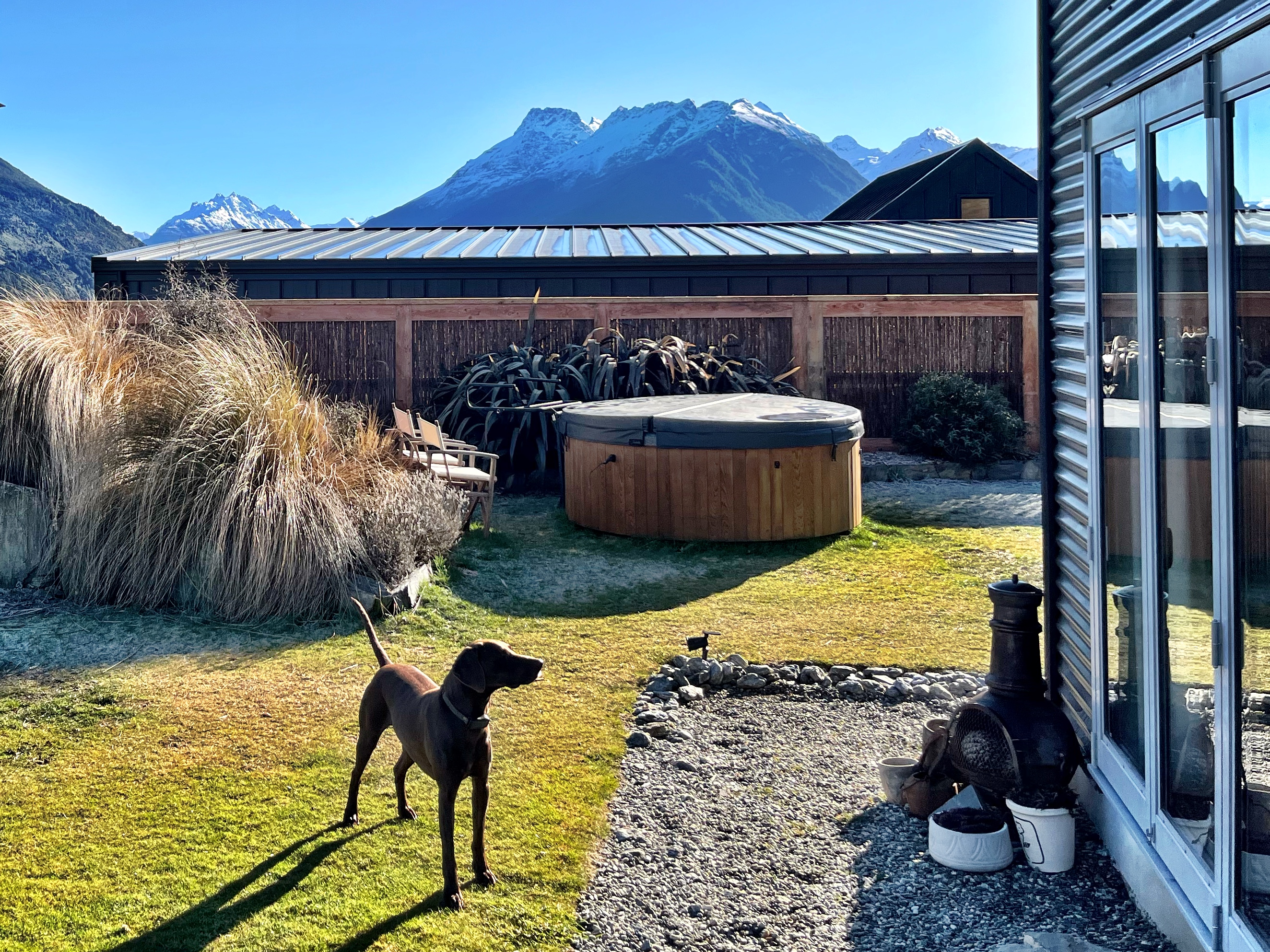 4-person hot tub with mountain view
